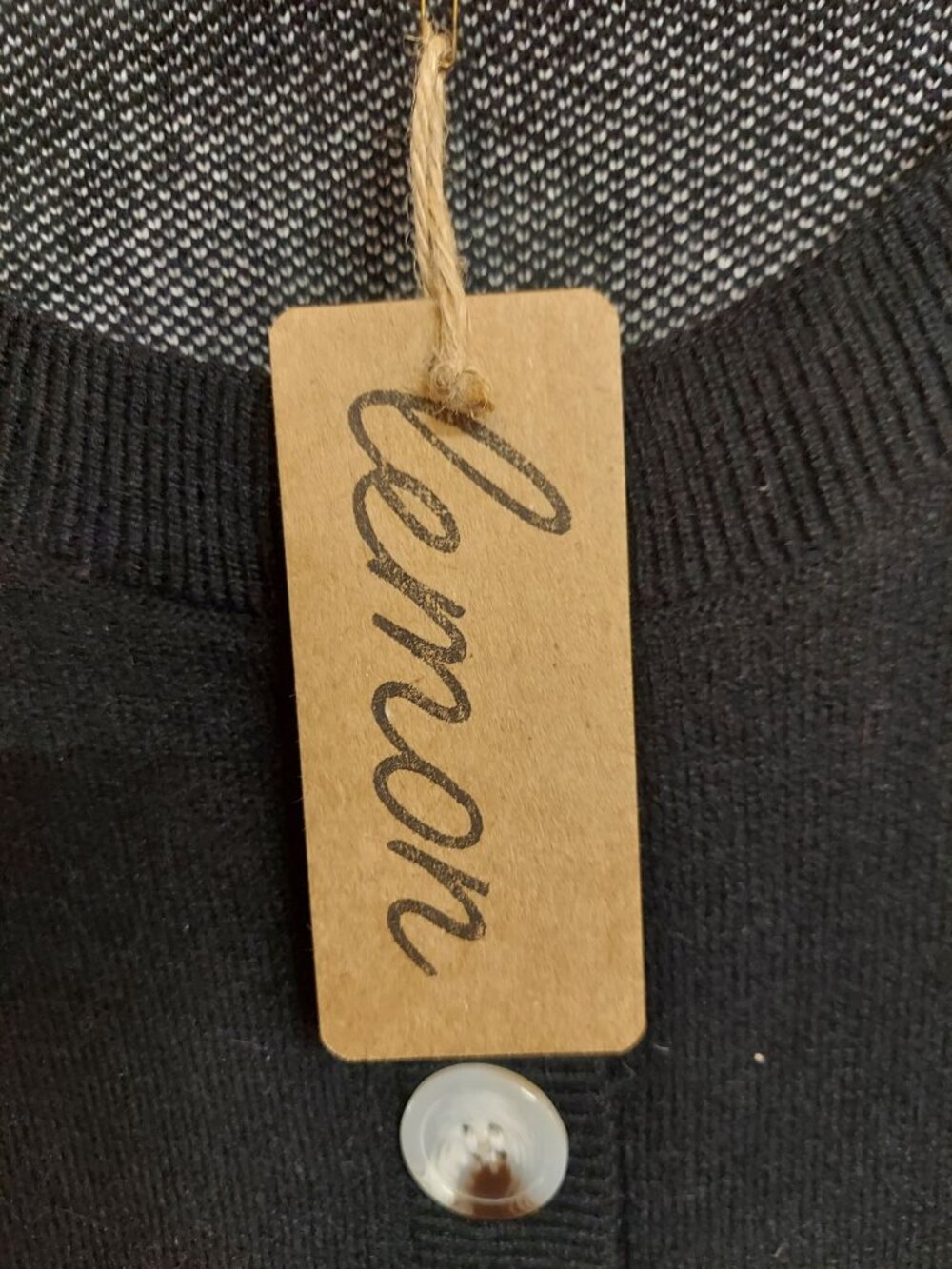 Lemon Black Sweater With White Hearts Buttoned Sweater Medium New With Tags - Picture 3 of 7